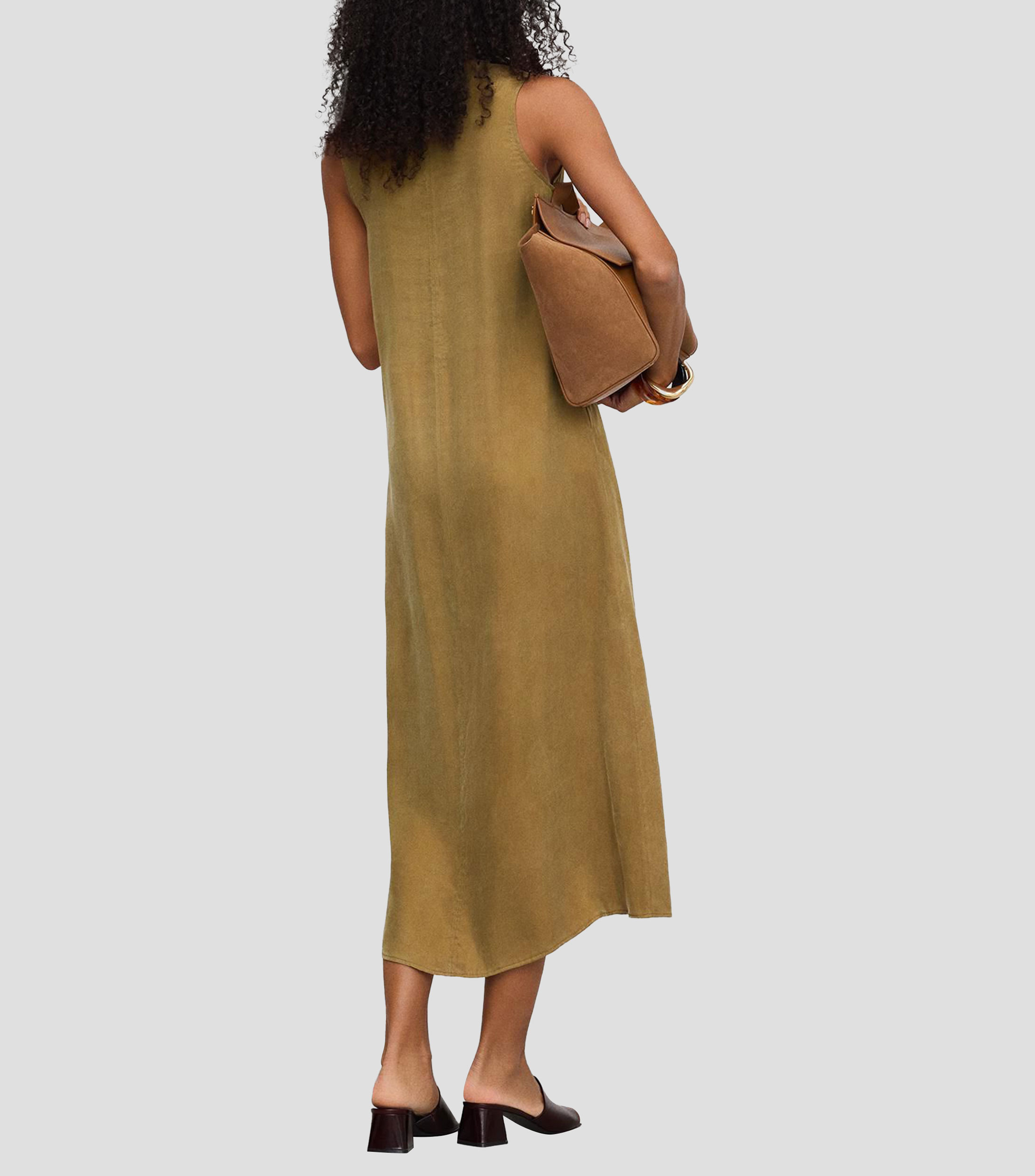 Vestido largo liso Mujer